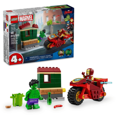 Juguete construible LEGO 76287 Super Heroes Marvel Iron Man con Moto y Hulk