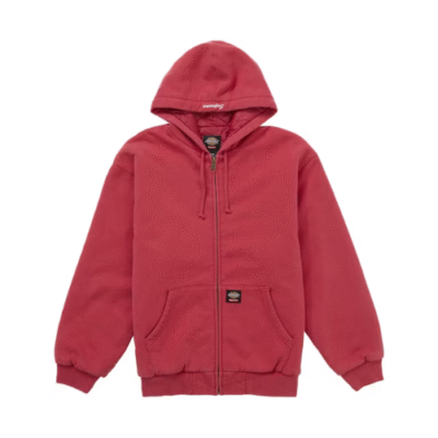 Supreme Dickies Quilted Lined Zip Up Hooded Sweatshirt (FW25)/Red
